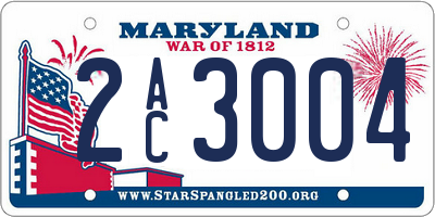 MD license plate 2AC3004