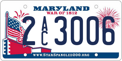 MD license plate 2AC3006