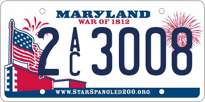 MD license plate 2AC3008
