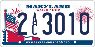 MD license plate 2AC3010