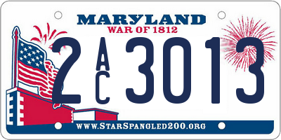MD license plate 2AC3013
