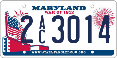 MD license plate 2AC3014