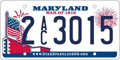 MD license plate 2AC3015