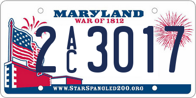 MD license plate 2AC3017