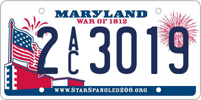 MD license plate 2AC3019