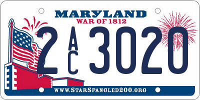 MD license plate 2AC3020