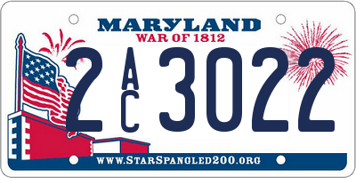 MD license plate 2AC3022