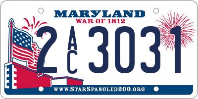 MD license plate 2AC3031