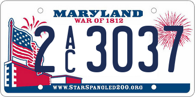 MD license plate 2AC3037