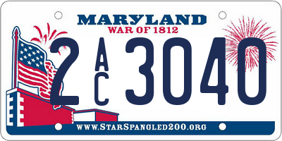MD license plate 2AC3040