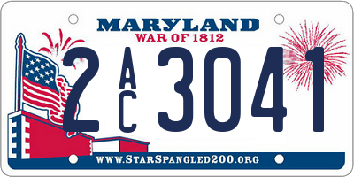 MD license plate 2AC3041