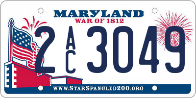 MD license plate 2AC3049
