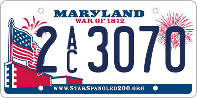 MD license plate 2AC3070
