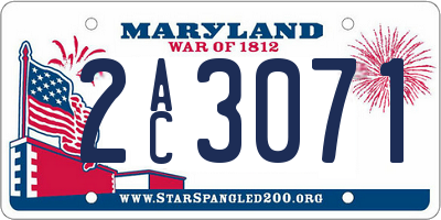 MD license plate 2AC3071