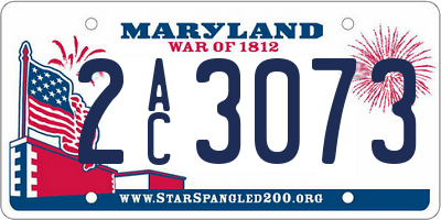 MD license plate 2AC3073