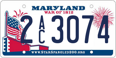 MD license plate 2AC3074