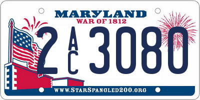 MD license plate 2AC3080