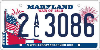 MD license plate 2AC3086