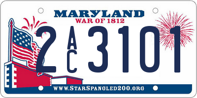 MD license plate 2AC3101