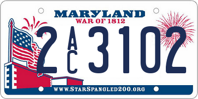 MD license plate 2AC3102