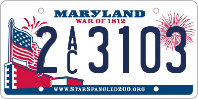 MD license plate 2AC3103