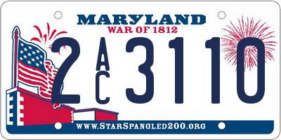 MD license plate 2AC3110