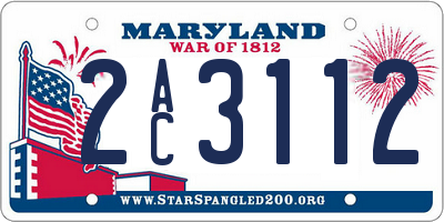 MD license plate 2AC3112