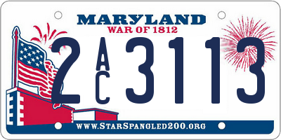 MD license plate 2AC3113