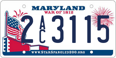 MD license plate 2AC3115