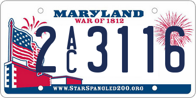 MD license plate 2AC3116