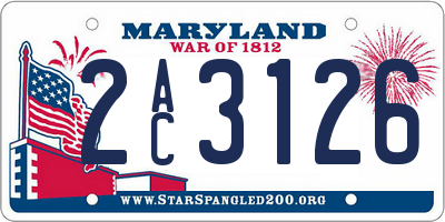 MD license plate 2AC3126