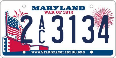 MD license plate 2AC3134