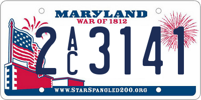 MD license plate 2AC3141