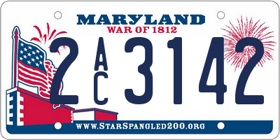 MD license plate 2AC3142