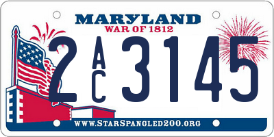 MD license plate 2AC3145