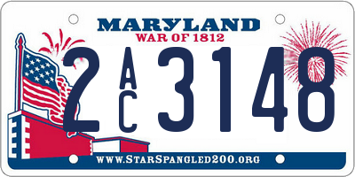 MD license plate 2AC3148