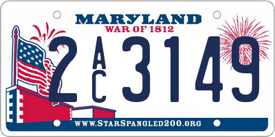 MD license plate 2AC3149