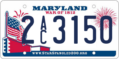 MD license plate 2AC3150