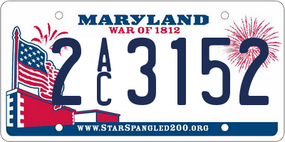 MD license plate 2AC3152