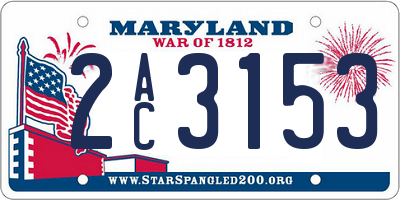 MD license plate 2AC3153