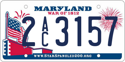 MD license plate 2AC3157