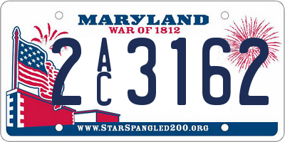 MD license plate 2AC3162