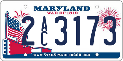 MD license plate 2AC3173