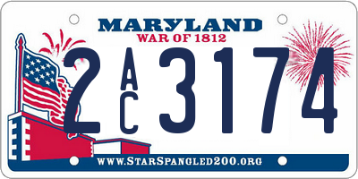 MD license plate 2AC3174