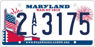 MD license plate 2AC3175