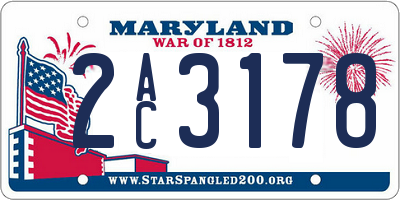 MD license plate 2AC3178