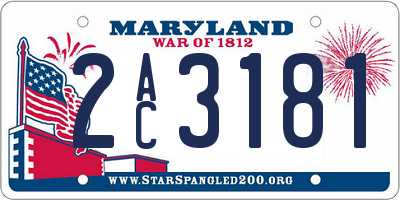 MD license plate 2AC3181