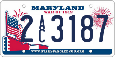 MD license plate 2AC3187