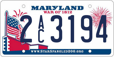 MD license plate 2AC3194