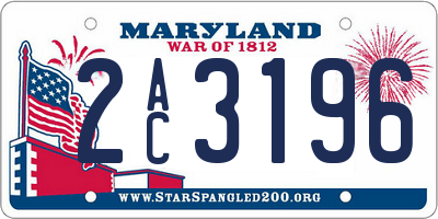 MD license plate 2AC3196